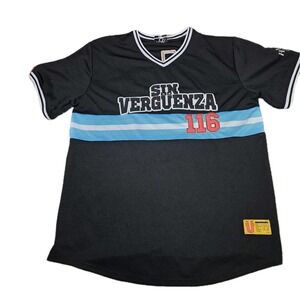 Sin Vergüenza 116 Baseball Jersey Shirt Black Streetwear XXL Verguenza Shirt